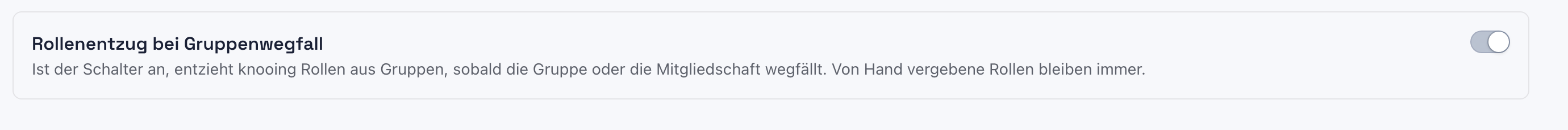 Block Rollenentzug bei Gruppenwegfall mit eingeschaltetem Schalter