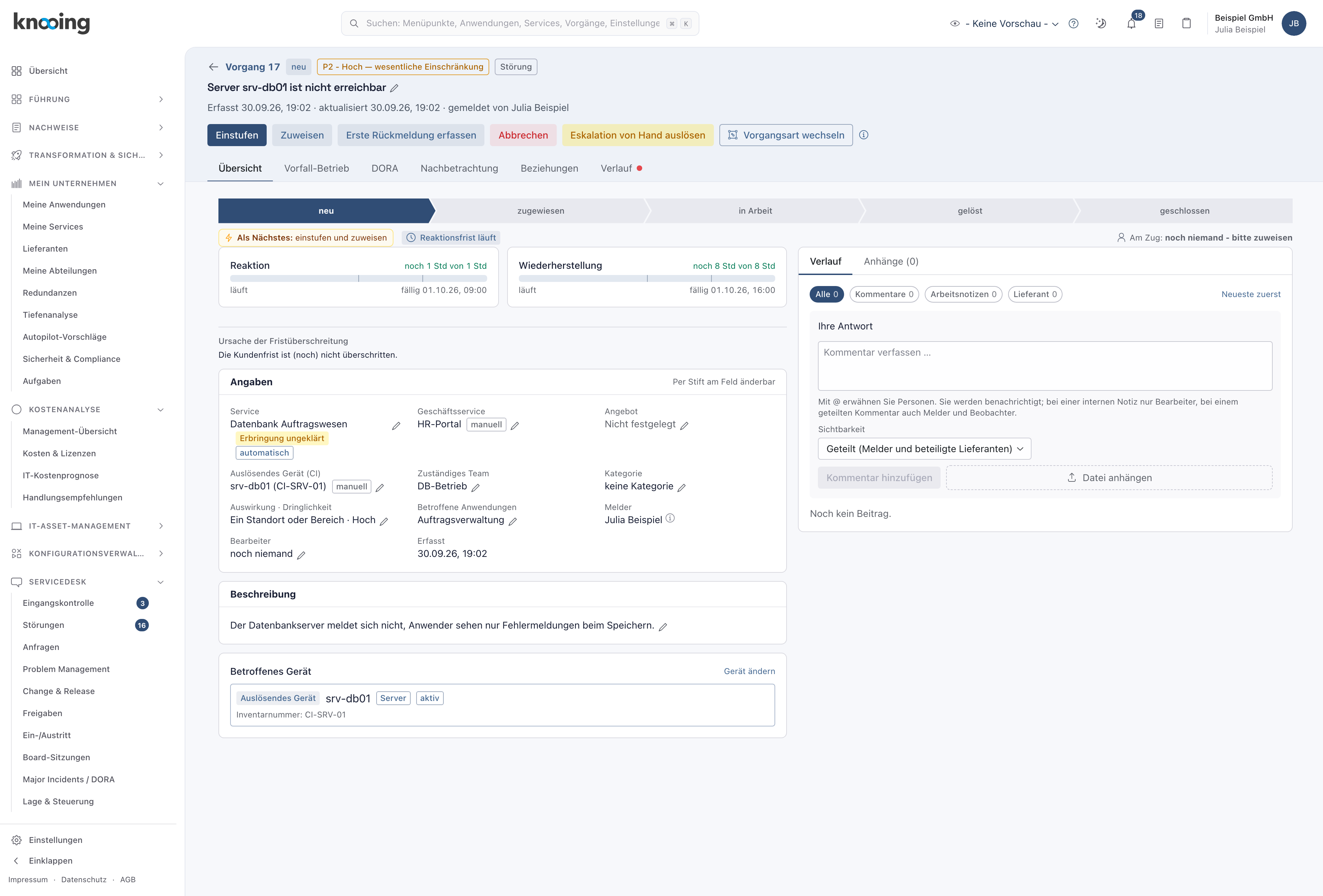 Kasten Angaben mit Geschäftsservice HR-Portal und Abzeichen manuell